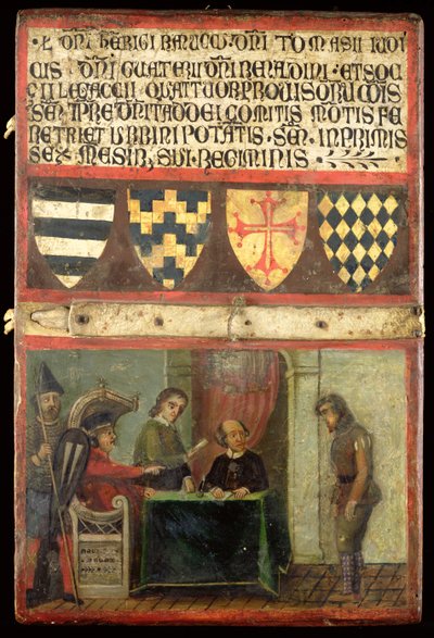 Scene of Justice with Four Coats of Arms by Italian School